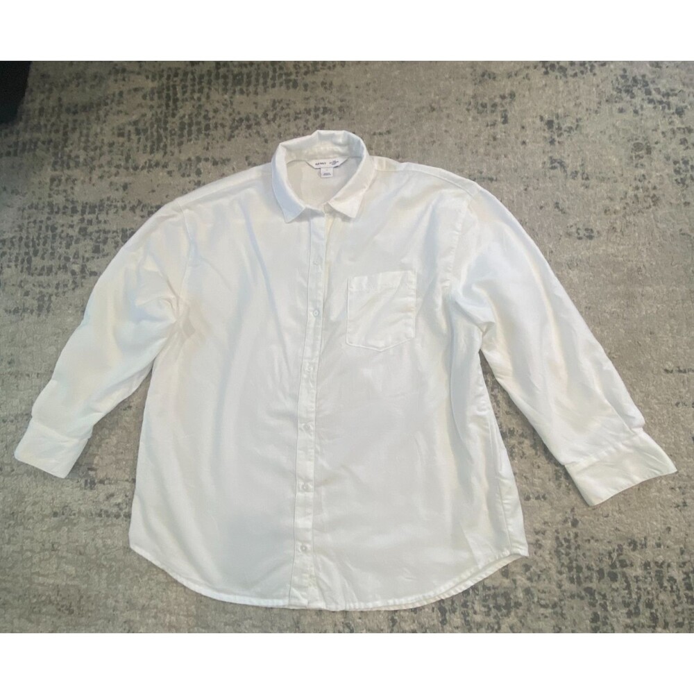 Old Navy Women S White Cotton The Boyfriend Shirt Long Sleeve Button Down Blouse